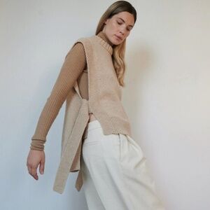 The Knotty Ones Merino Wool Vest - Beige - NWOT